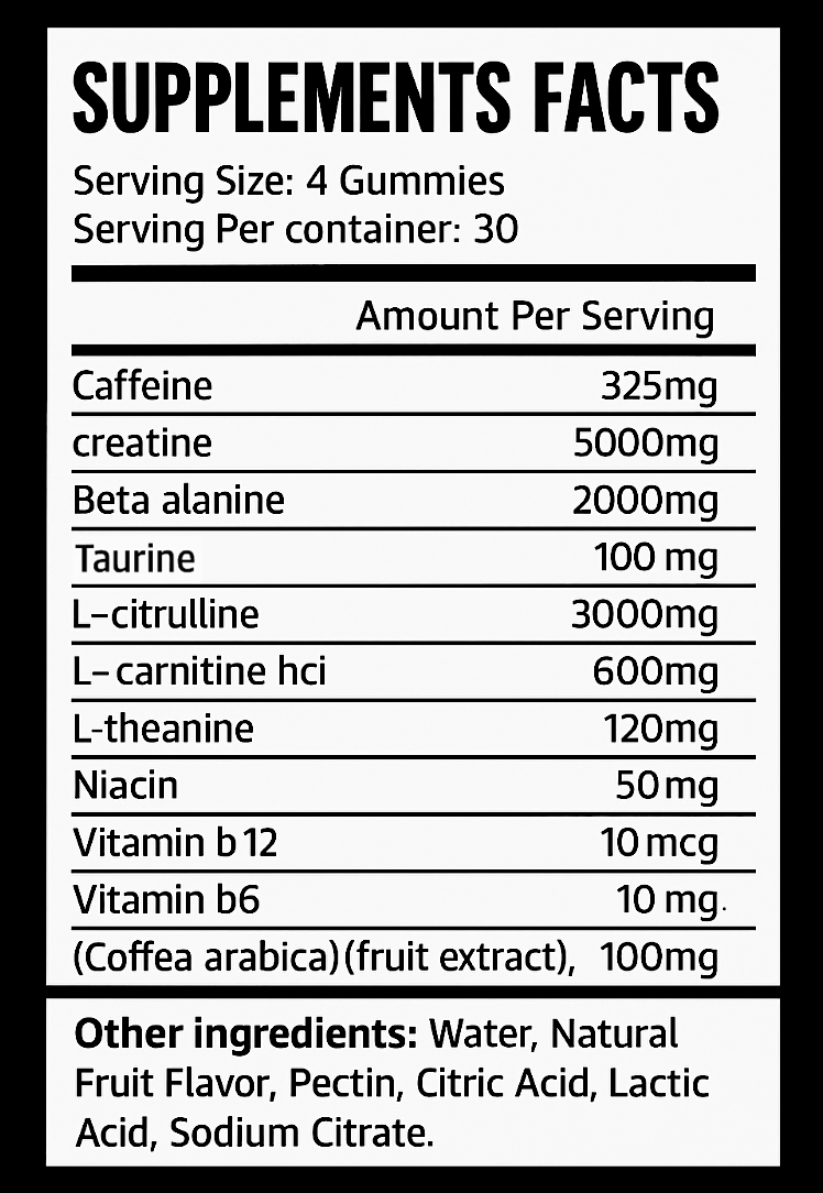 Rush pre-workout creatine gummies